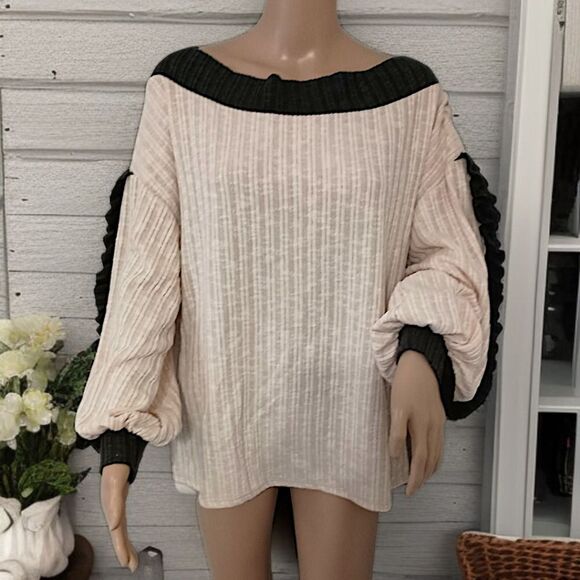 Blue Buttercup Oversized Chenille Top S Relaxed Coquette Romantic Balloon Sleeve - Picture 13 of 16